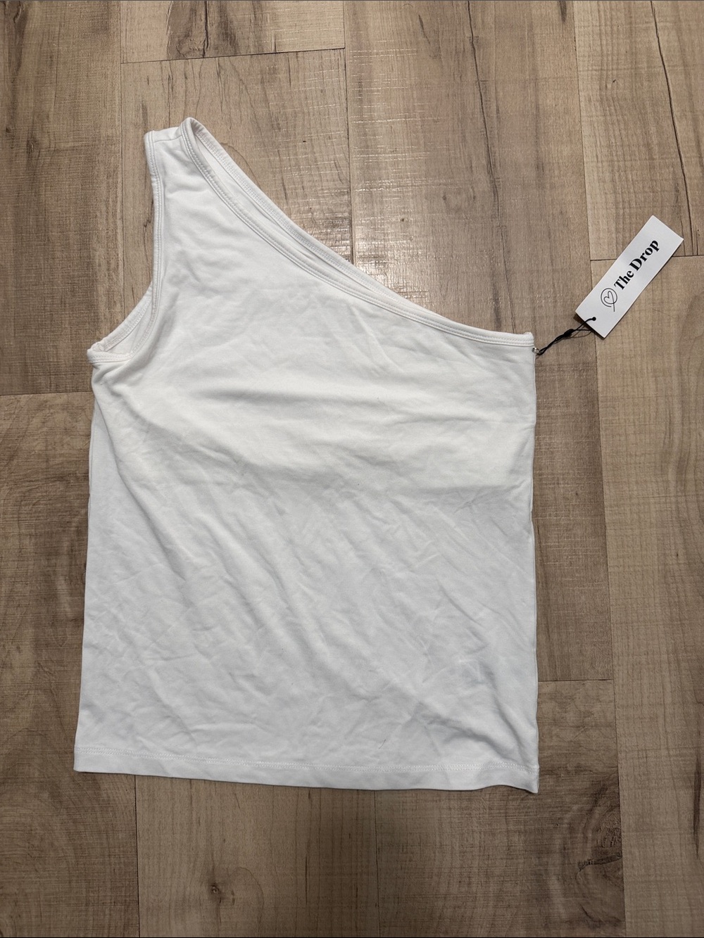 The Drop Asymmetrical White One-Shoulder Tank Top